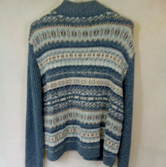 Vintage Tiara Multi Blue L/S Zip Up Sweater XL - Picture 4 of 5